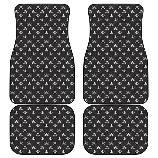 Pirate Skull Symbol Pattern Print Front and Back Car Floor Mats