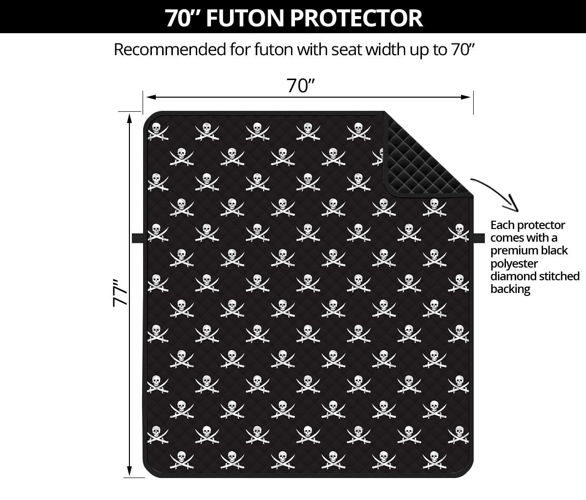 Pirate Skull Symbol Pattern Print Futon Protector