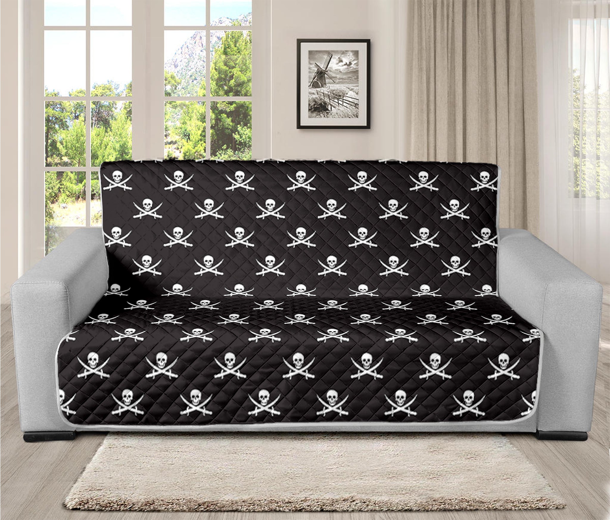 Pirate Skull Symbol Pattern Print Futon Protector