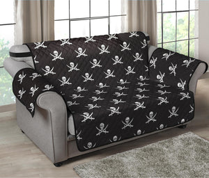 Pirate Skull Symbol Pattern Print Loveseat Protector