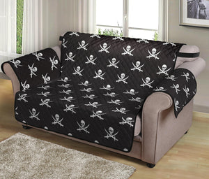 Pirate Skull Symbol Pattern Print Loveseat Protector