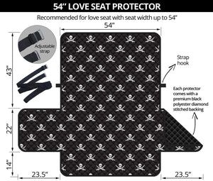 Pirate Skull Symbol Pattern Print Loveseat Protector