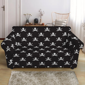 Pirate Skull Symbol Pattern Print Loveseat Slipcover