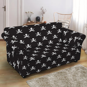 Pirate Skull Symbol Pattern Print Loveseat Slipcover