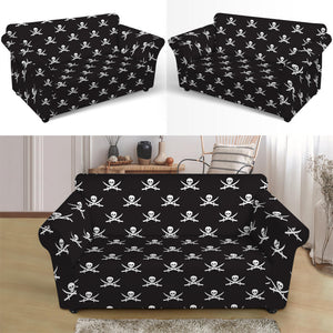 Pirate Skull Symbol Pattern Print Loveseat Slipcover