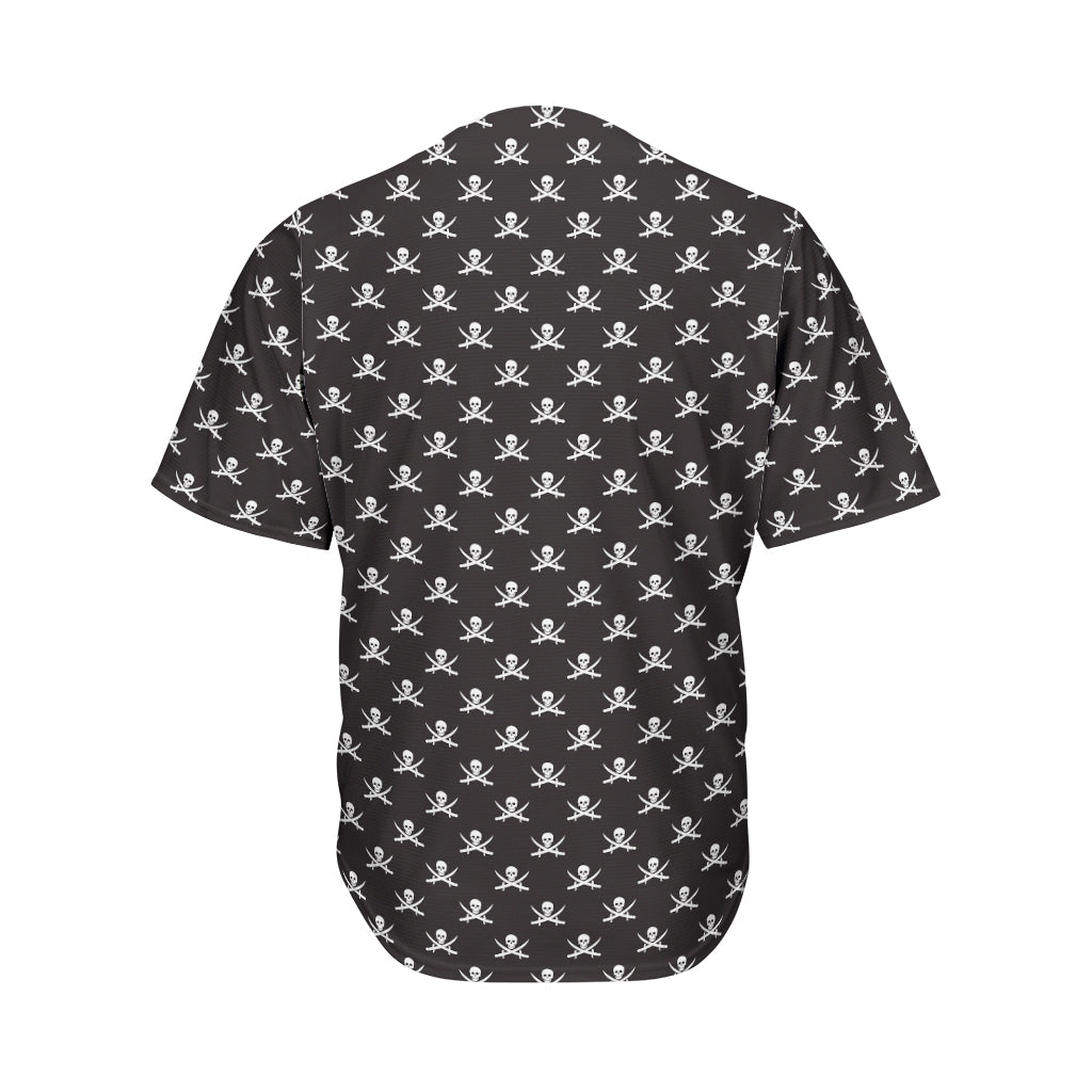 Pirate Skull Symbol Pattern Print Men's Baseball Jersey