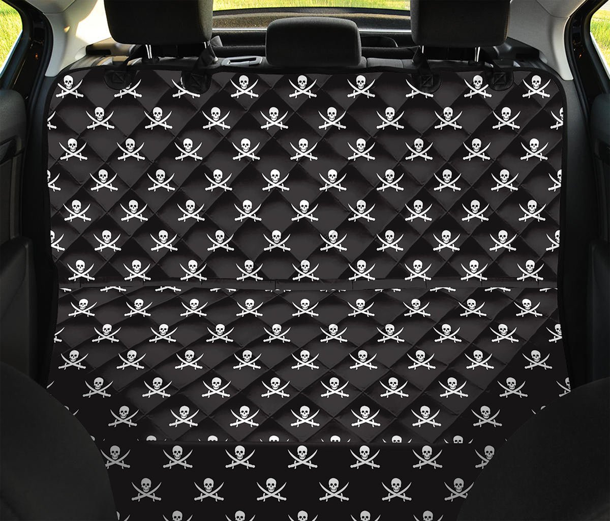 Pirate Skull Symbol Pattern Print Pet Car Back Seat Cover