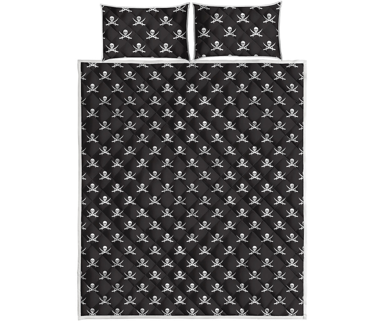 Pirate Skull Symbol Pattern Print Quilt Bed Set