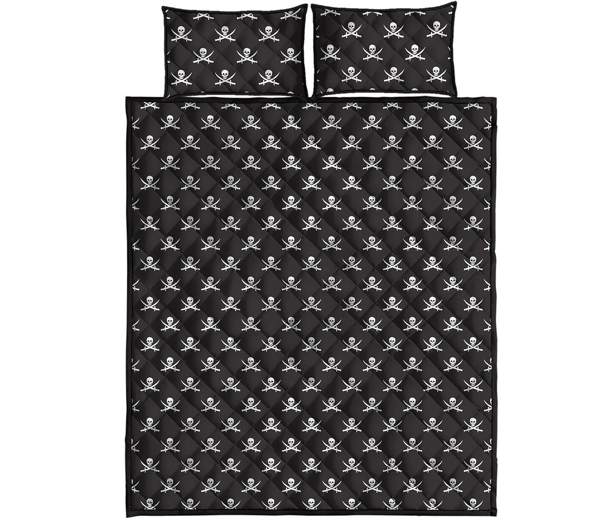 Pirate Skull Symbol Pattern Print Quilt Bed Set