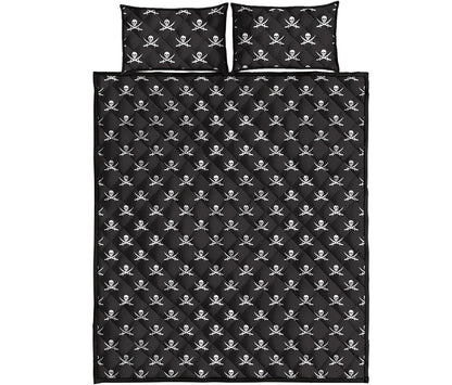 Pirate Skull Symbol Pattern Print Quilt Bed Set