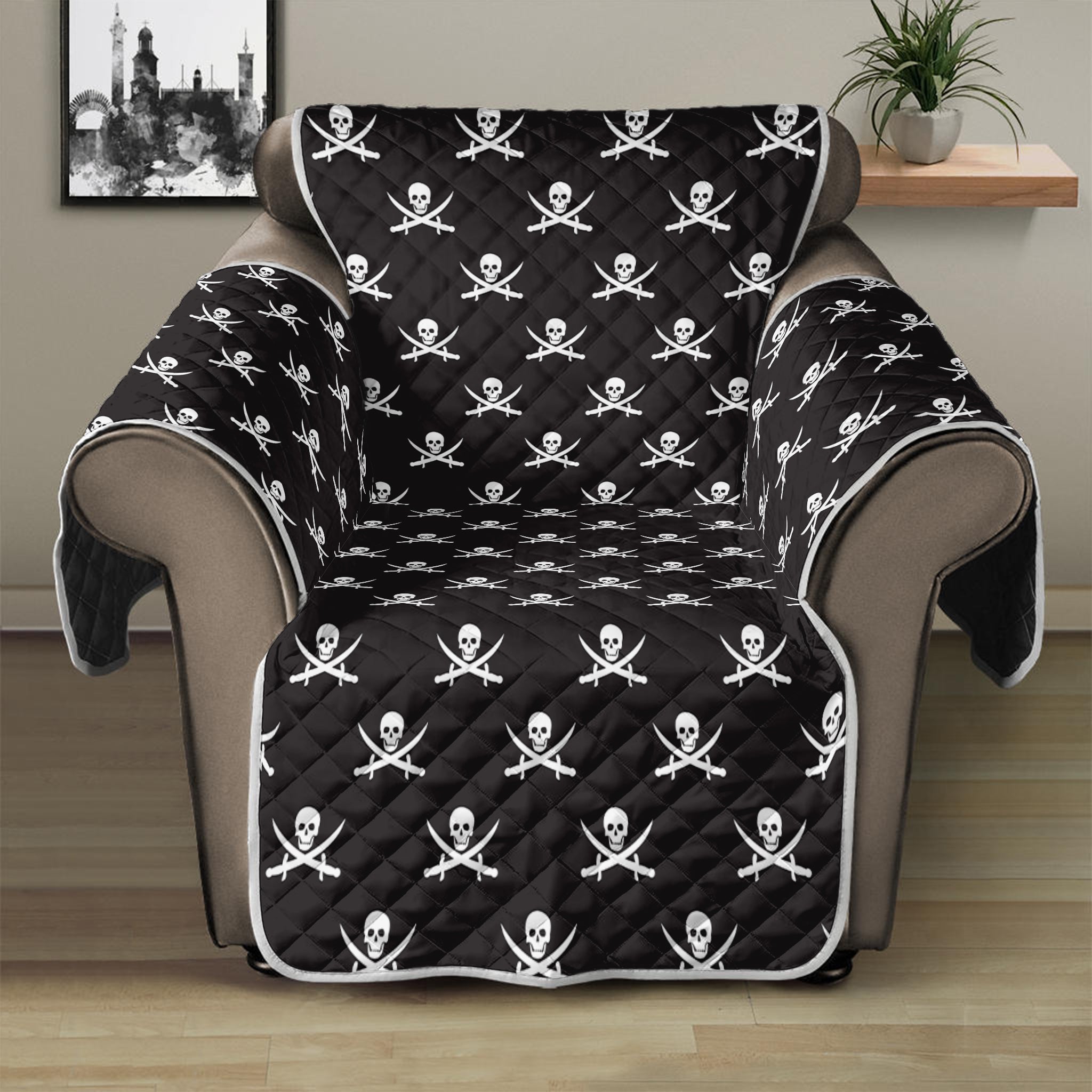 Pirate Skull Symbol Pattern Print Recliner Protector