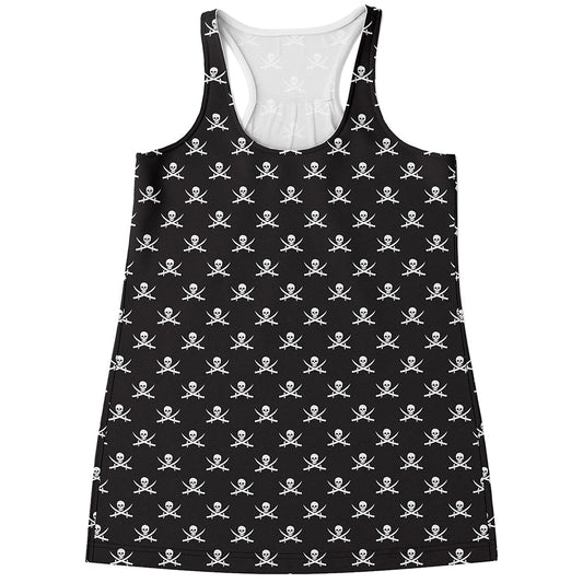 Pirate Skull Symbol Pattern Print Women's Racerback Tank Top