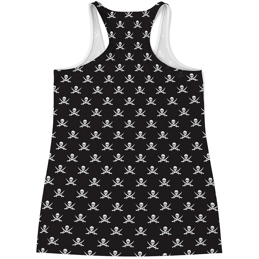 Pirate Skull Symbol Pattern Print Women's Racerback Tank Top