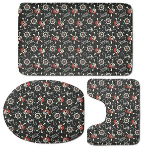 Pirate Theme Pattern Print 3 Piece Bath Mat Set