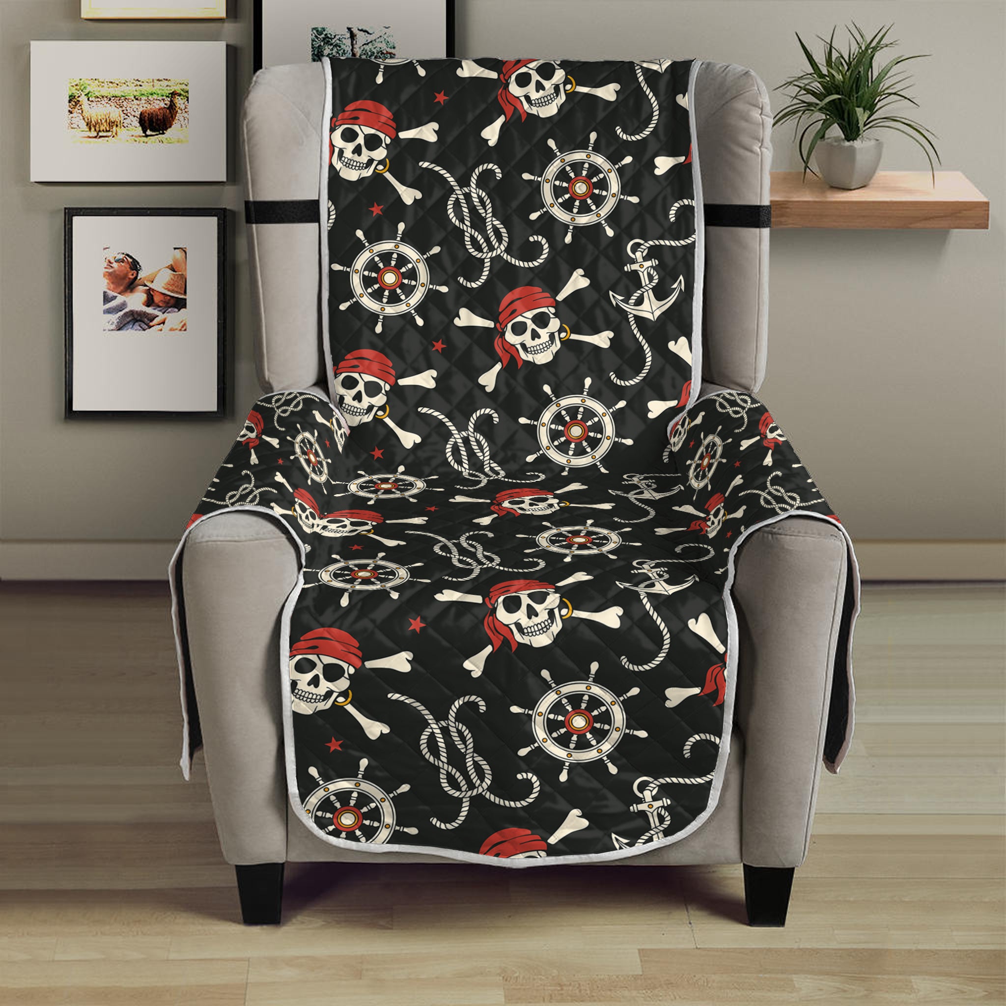 Pirate Theme Pattern Print Armchair Protector