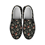 Pirate Theme Pattern Print Black Slip On Shoes