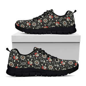 Pirate Theme Pattern Print Black Sneakers