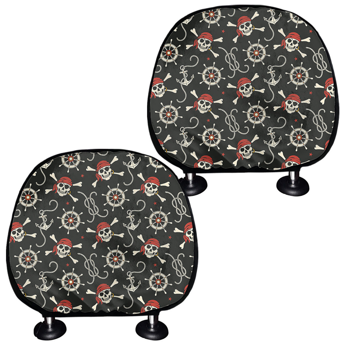 Pirate Theme Pattern Print Car Headrest Covers