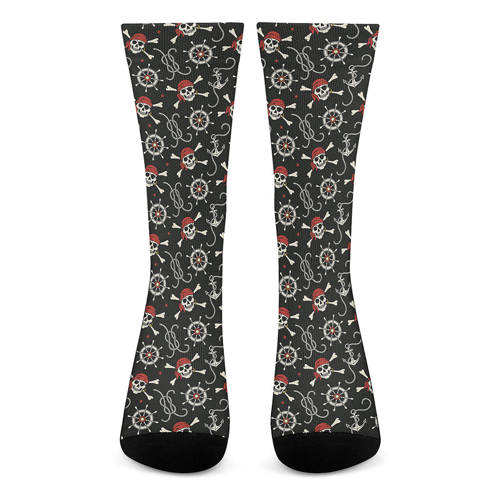 Pirate Theme Pattern Print Crew Socks