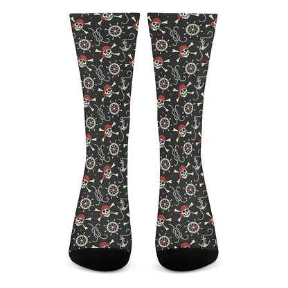Pirate Theme Pattern Print Crew Socks