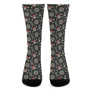 Pirate Theme Pattern Print Crew Socks