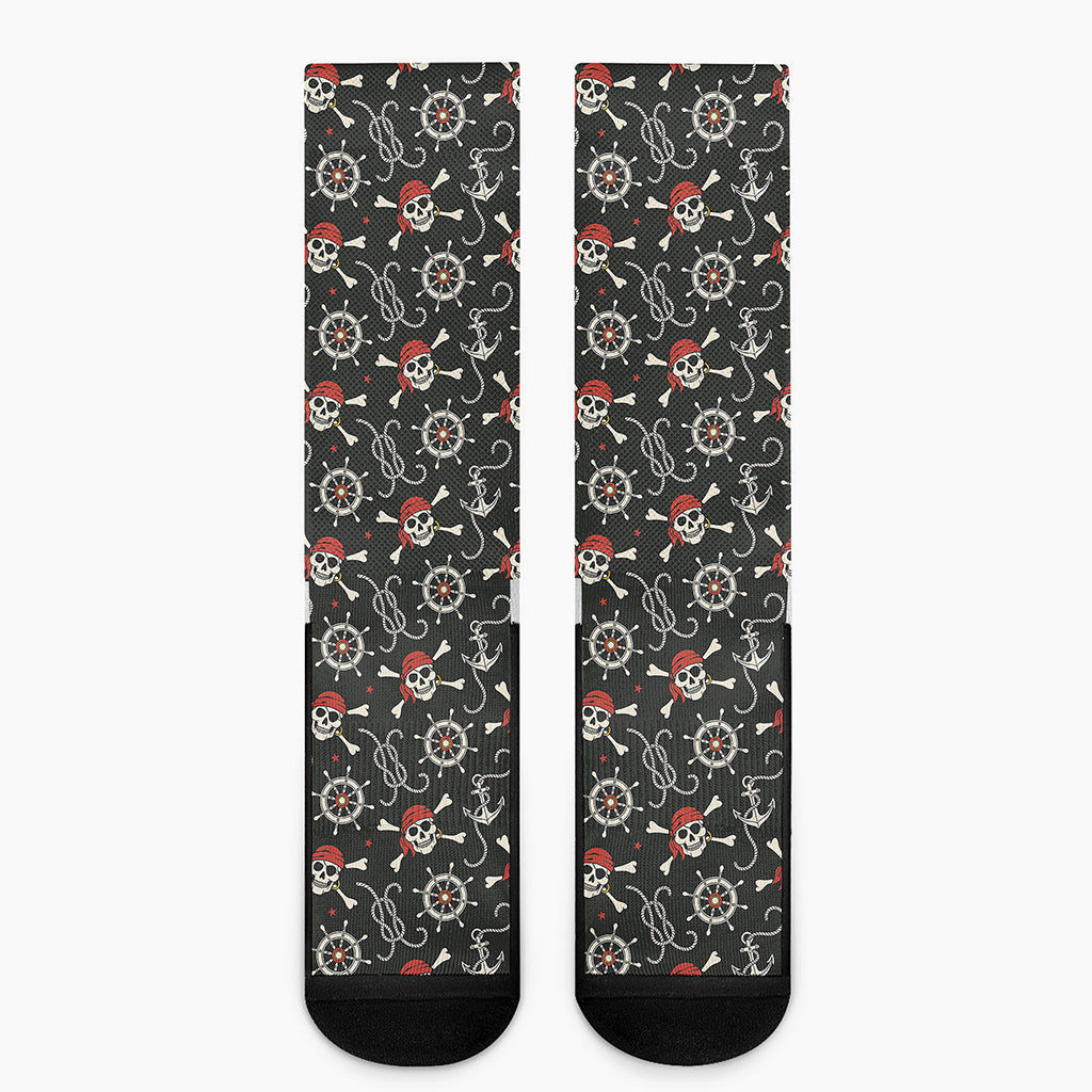 Pirate Theme Pattern Print Crew Socks