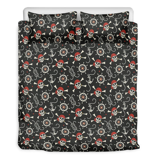 Pirate Theme Pattern Print Duvet Cover Bedding Set