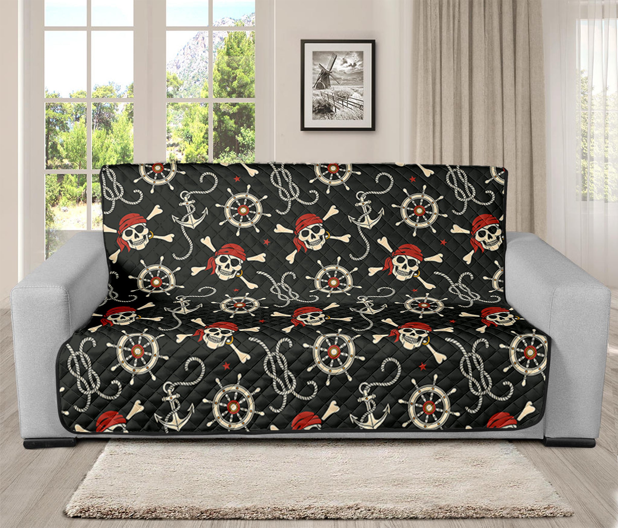 Pirate Theme Pattern Print Futon Protector