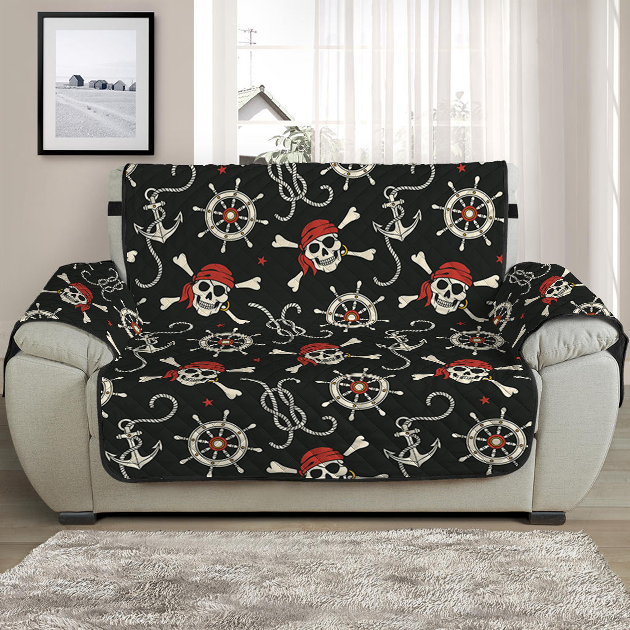 Pirate Theme Pattern Print Half Sofa Protector