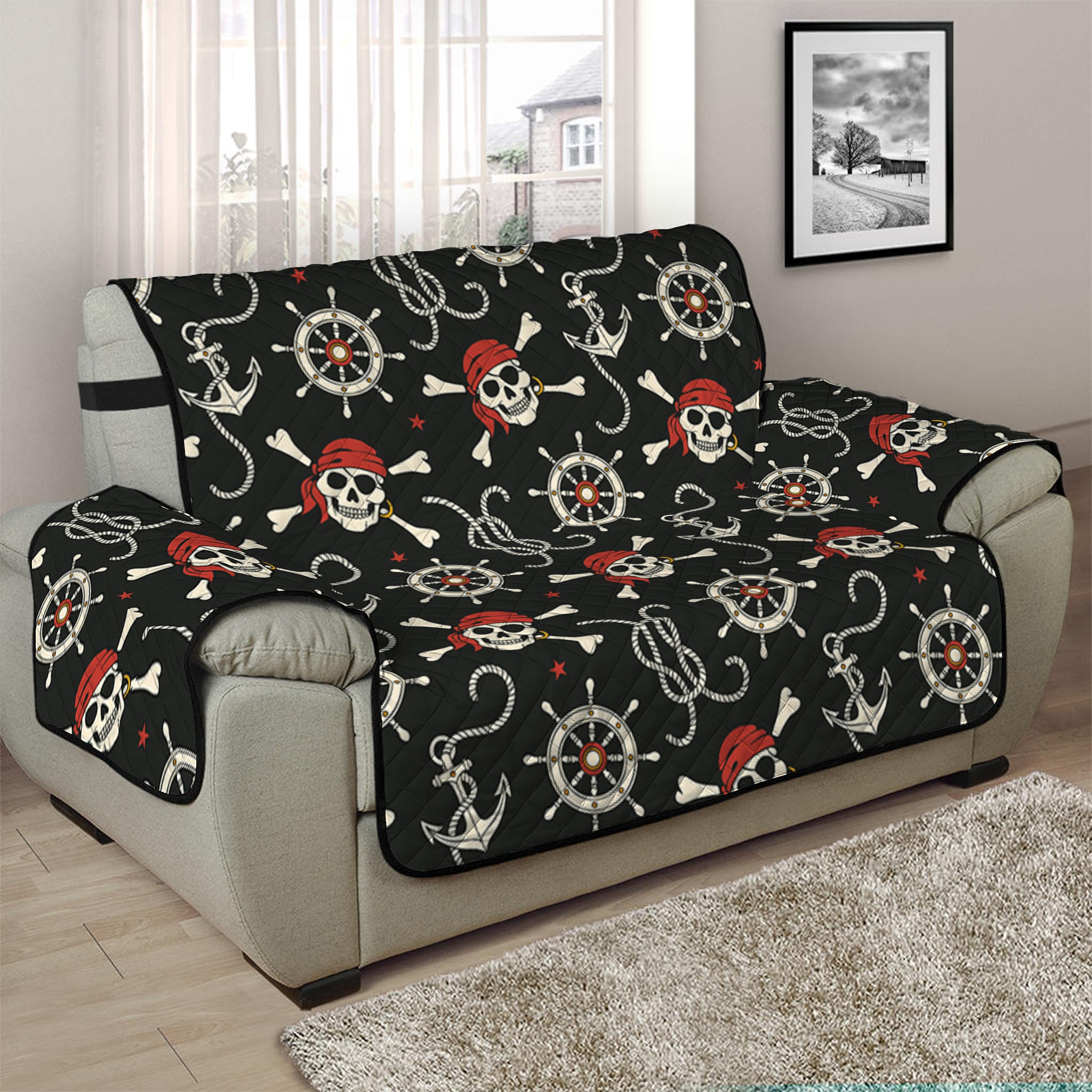 Pirate Theme Pattern Print Half Sofa Protector