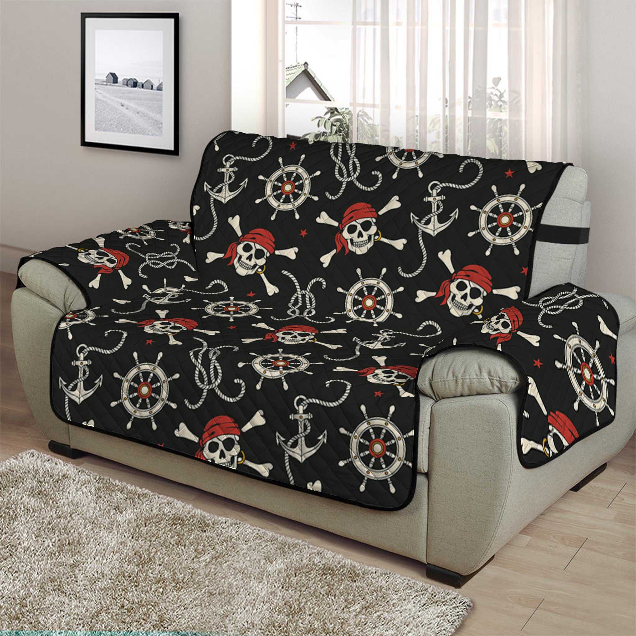 Pirate Theme Pattern Print Half Sofa Protector