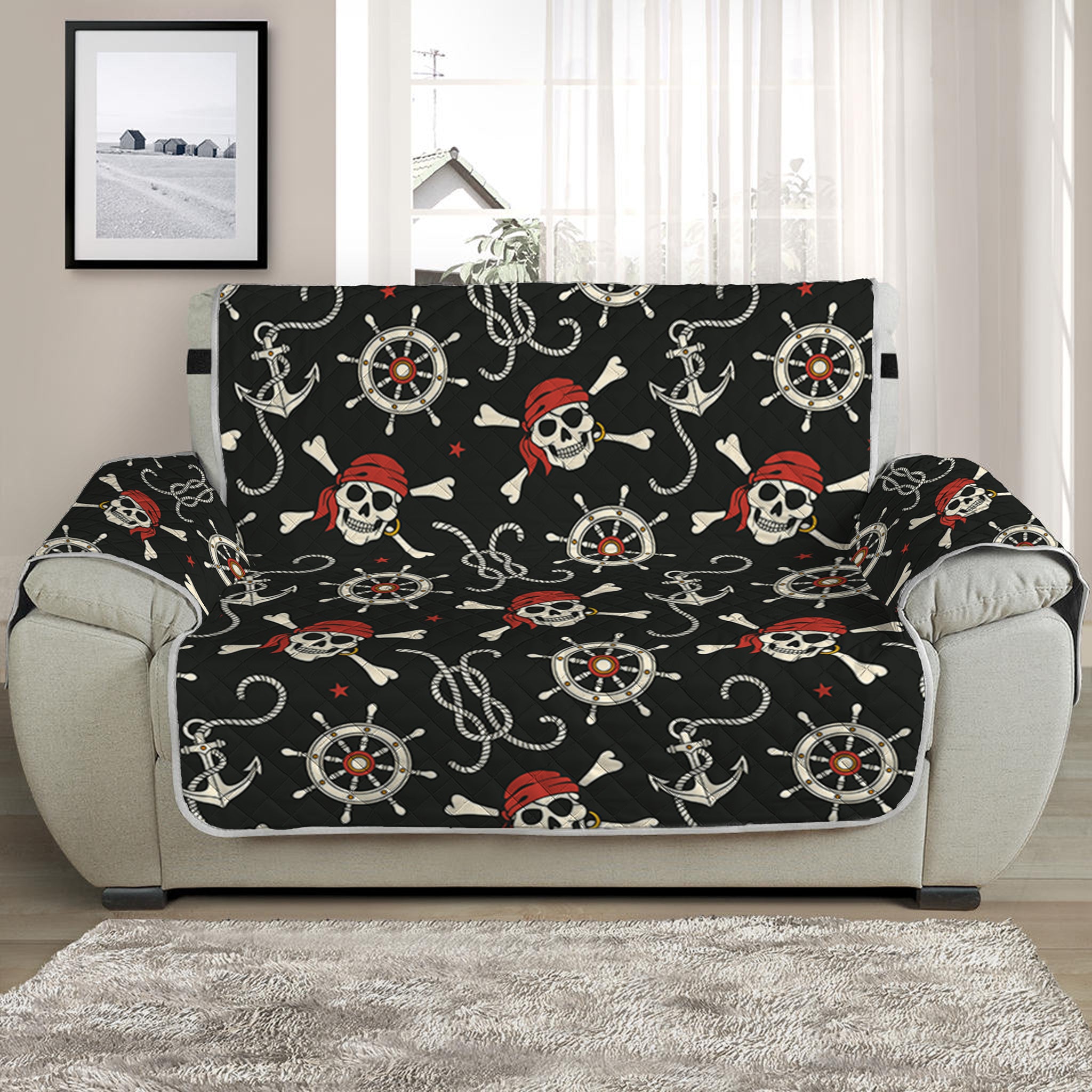 Pirate Theme Pattern Print Half Sofa Protector