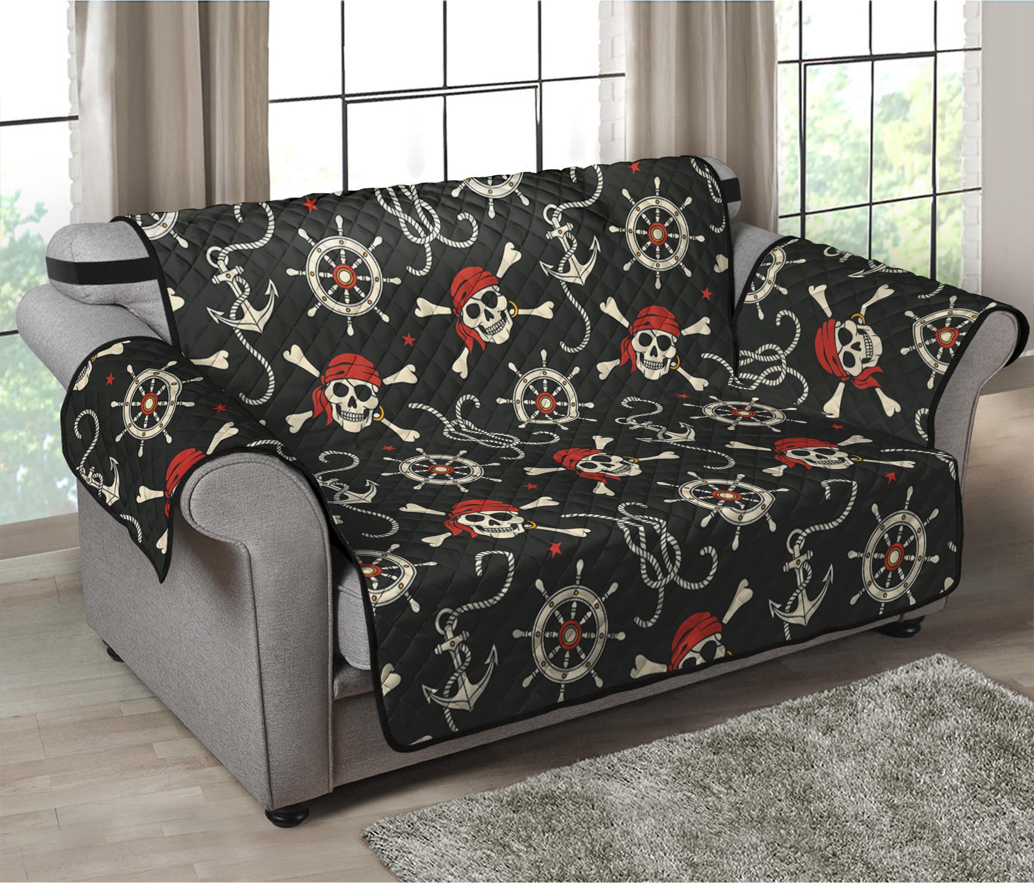 Pirate Theme Pattern Print Loveseat Protector