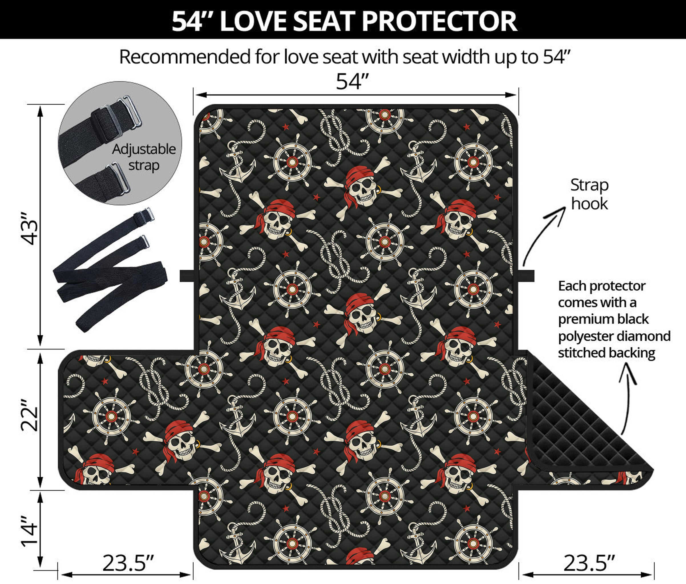 Pirate Theme Pattern Print Loveseat Protector