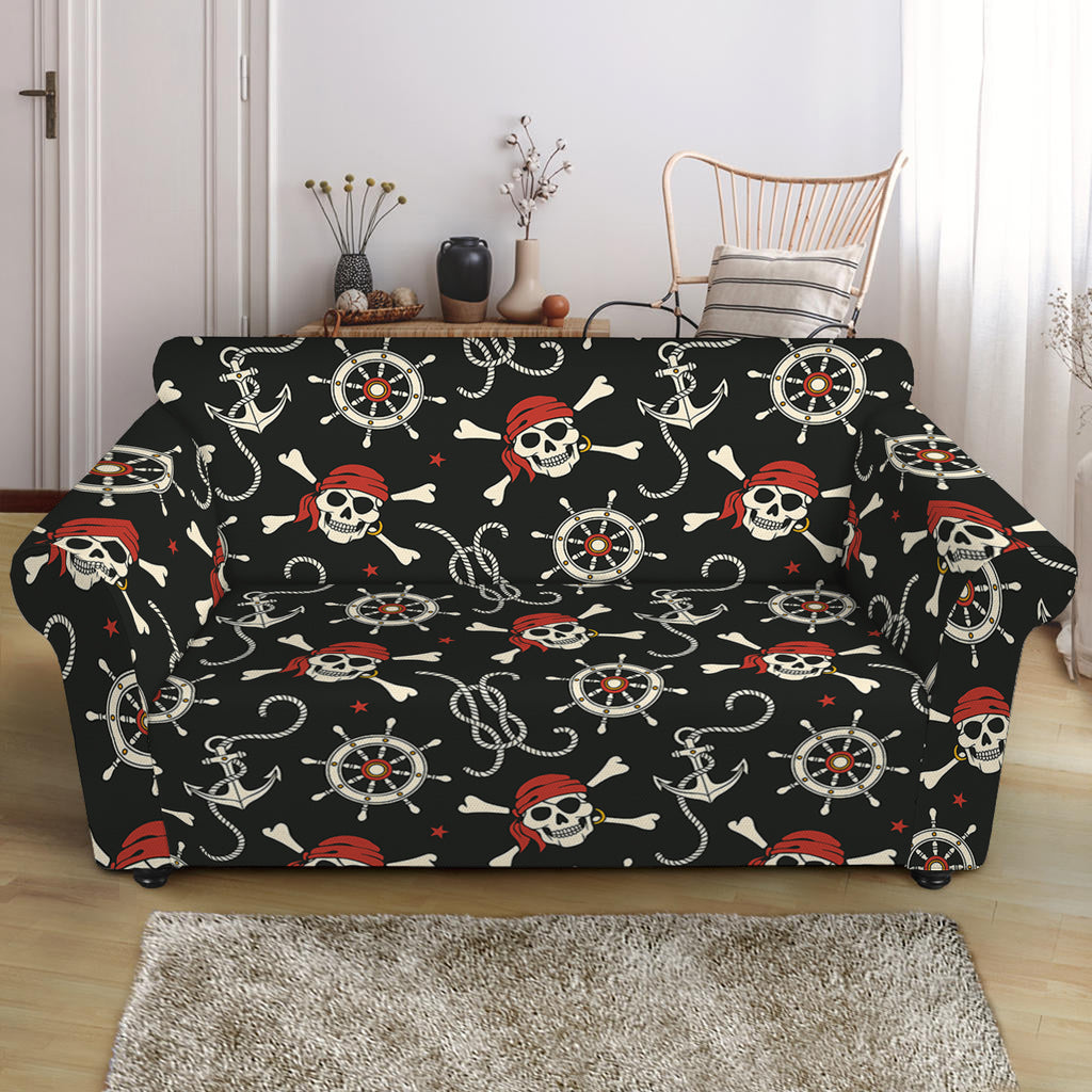 Pirate Theme Pattern Print Loveseat Slipcover