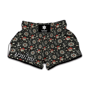 Pirate Theme Pattern Print Muay Thai Boxing Shorts