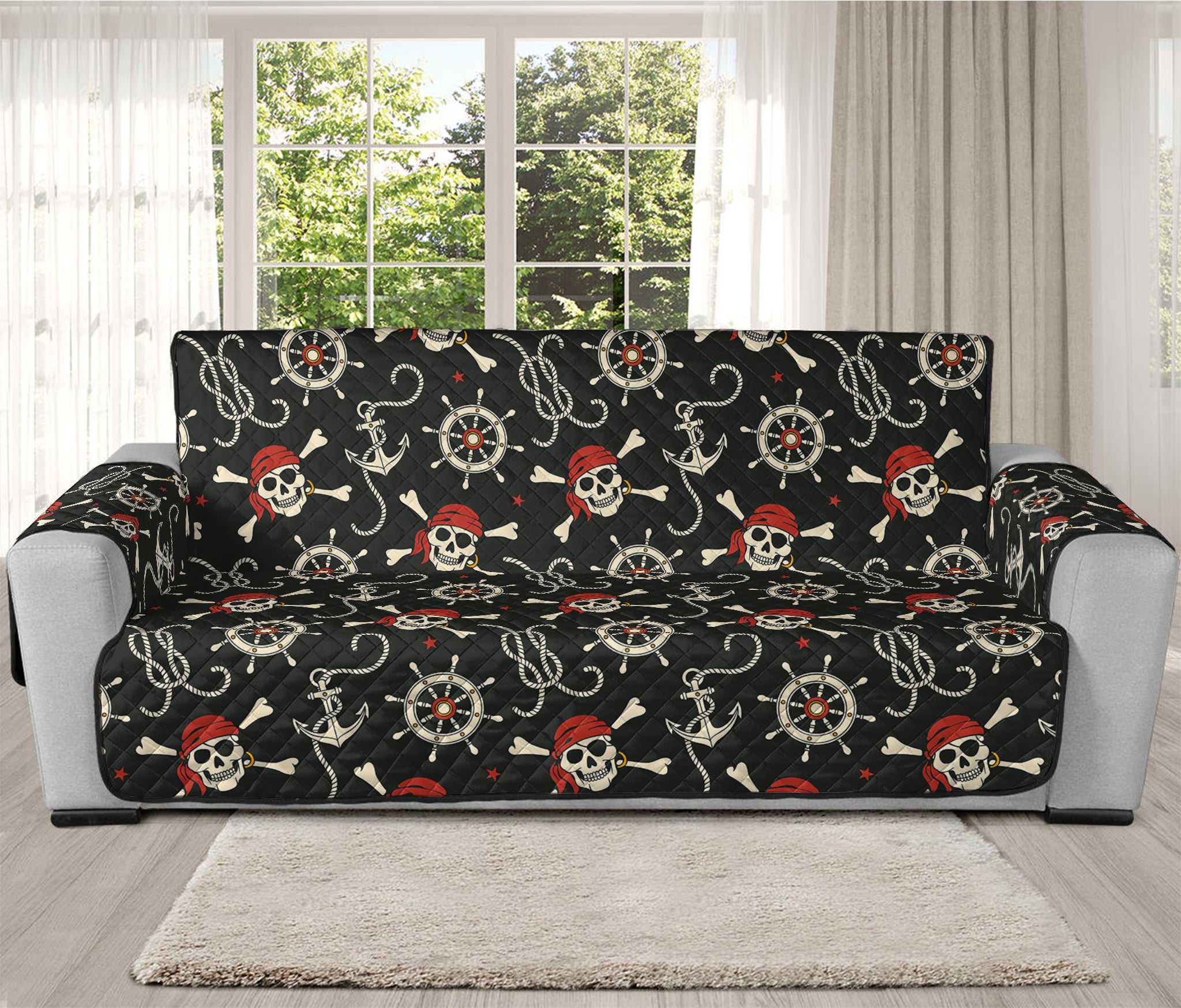 Pirate Theme Pattern Print Oversized Sofa Protector