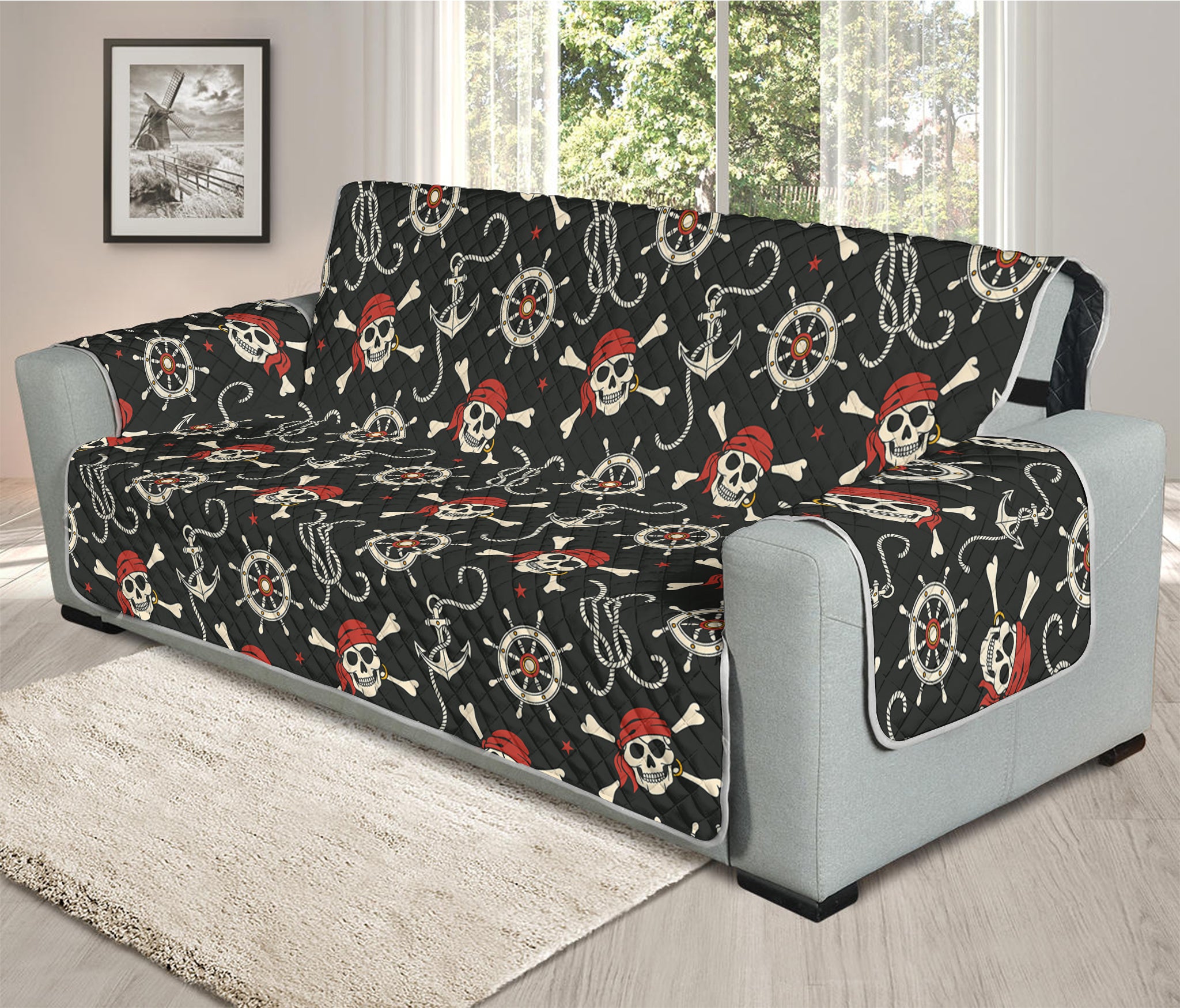 Pirate Theme Pattern Print Oversized Sofa Protector