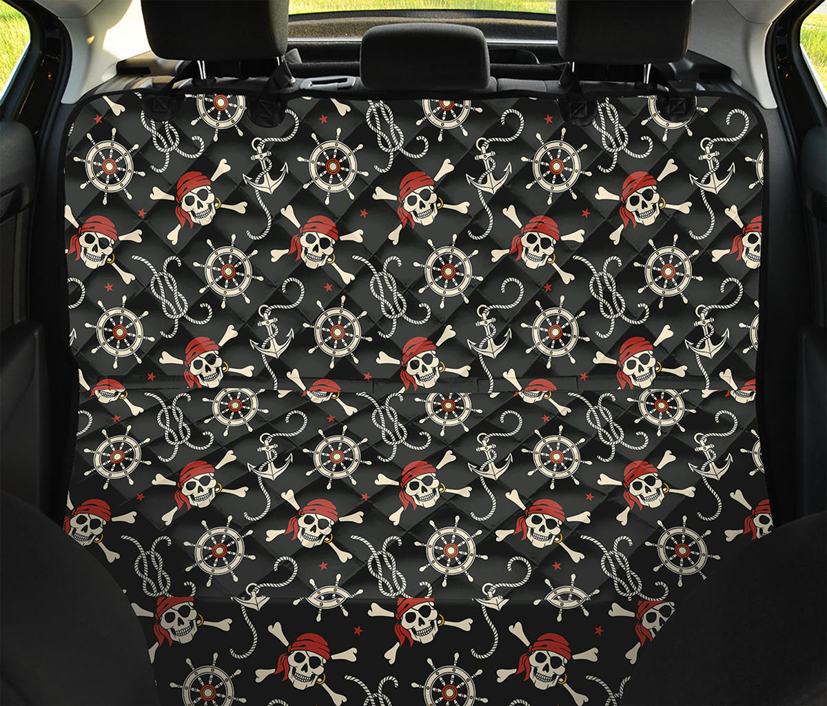 Pirate Theme Pattern Print Pet Car Back Seat Cover