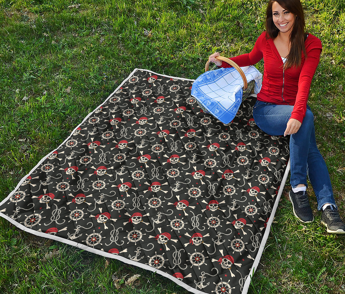 Pirate Theme Pattern Print Quilt