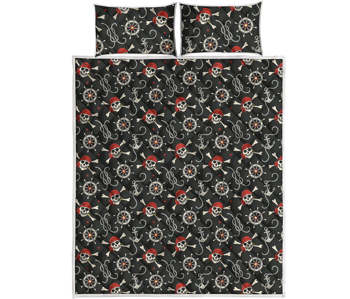 Pirate Theme Pattern Print Quilt Bed Set