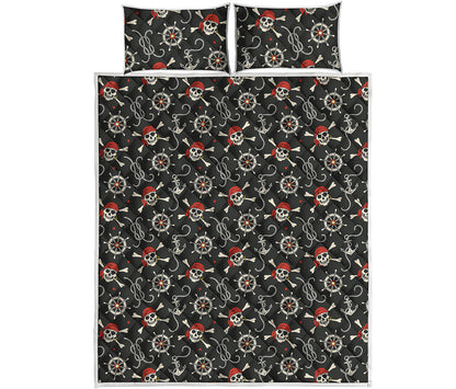 Pirate Theme Pattern Print Quilt Bed Set