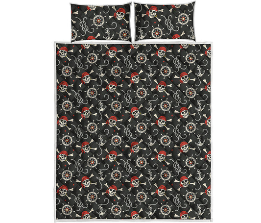 Pirate Theme Pattern Print Quilt Bed Set