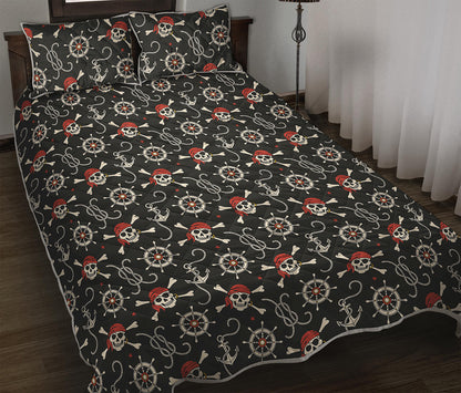 Pirate Theme Pattern Print Quilt Bed Set
