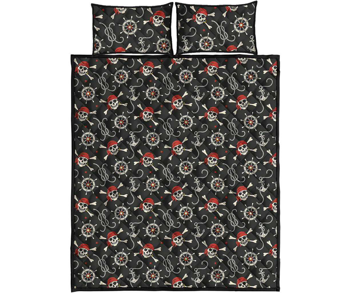 Pirate Theme Pattern Print Quilt Bed Set
