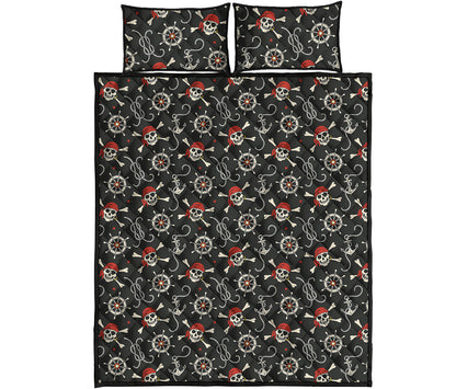 Pirate Theme Pattern Print Quilt Bed Set
