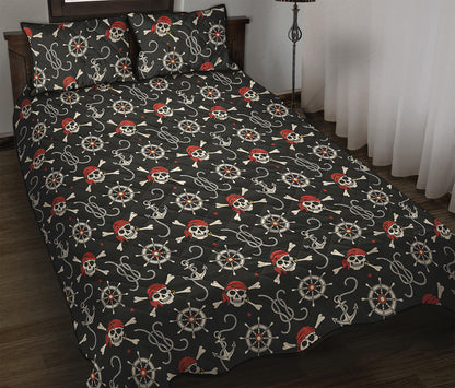 Pirate Theme Pattern Print Quilt Bed Set