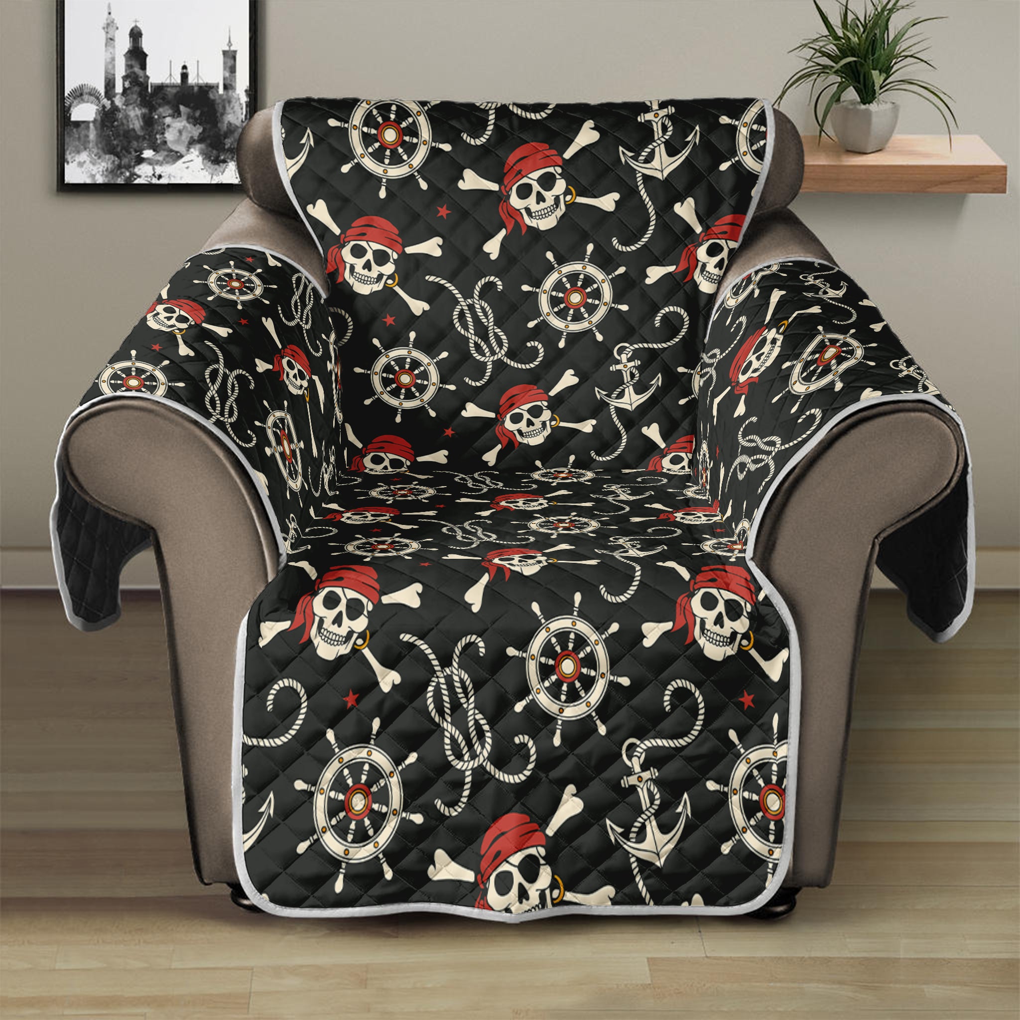 Pirate Theme Pattern Print Recliner Protector