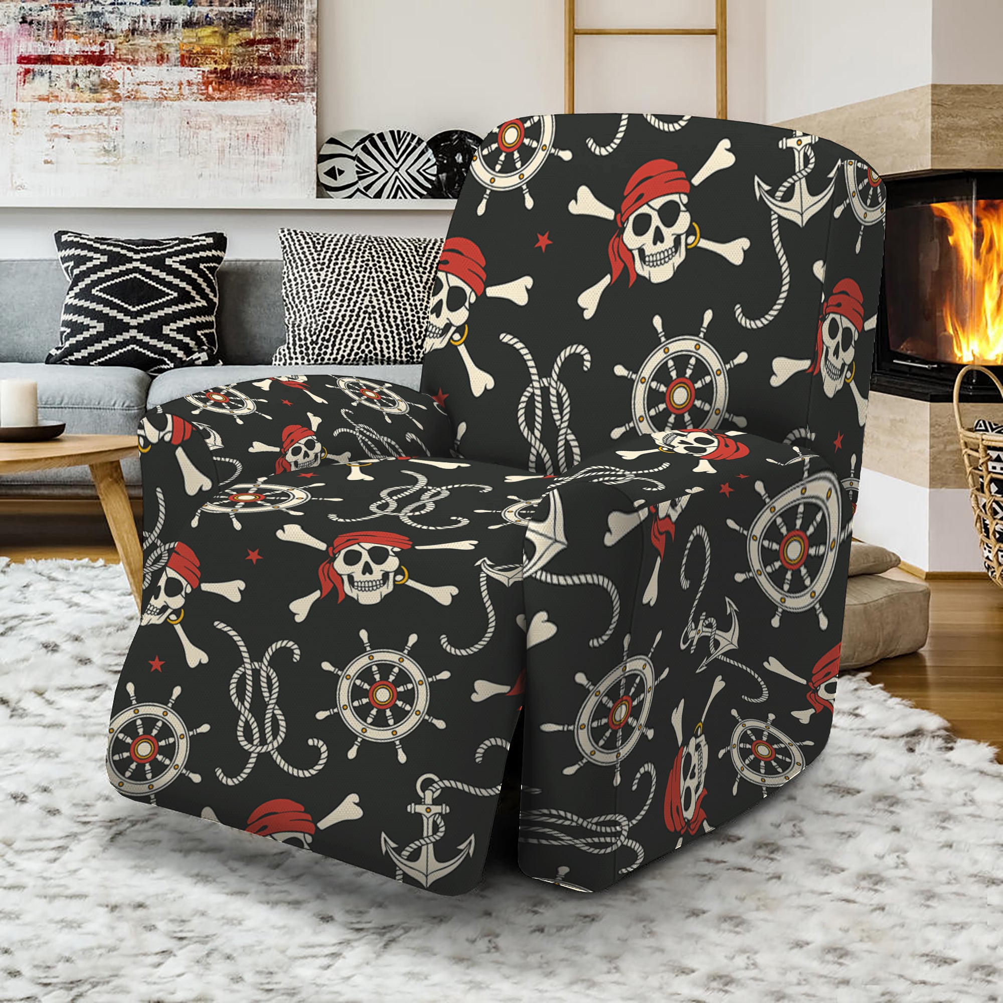 Pirate Theme Pattern Print Recliner Slipcover