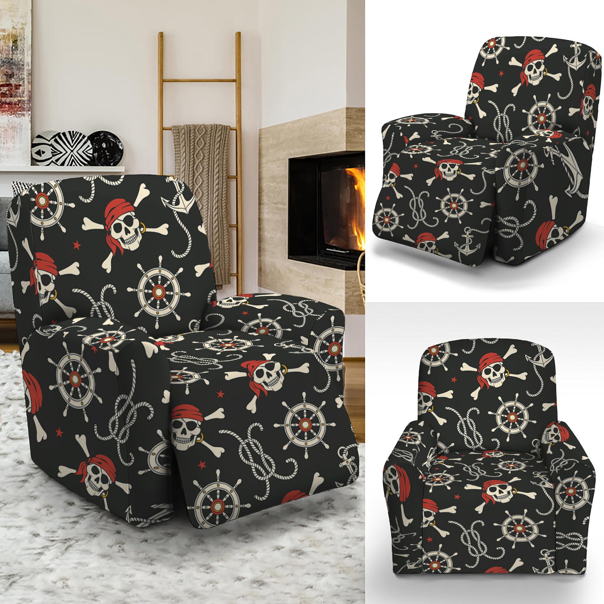 Pirate Theme Pattern Print Recliner Slipcover